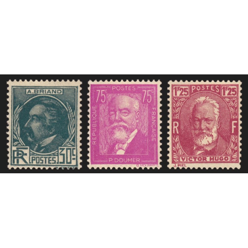 n°291/293, série complète, Aristide Briand, Doumer, Hugo, neufs ** - TB