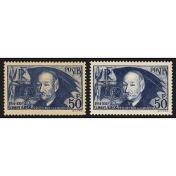 n°398/398a, Clément Ader 50fr outremer + variété "papier épais", neufs ** - TB