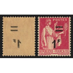 n°483, variété "surcharge recto-verso", 1fr sur 1fr25 rose, neuf ** - SUPERBE