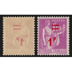 n°484, variété "surcharge recto-verso", 1fr sur 1fr40 lilas, neuf ** - SUPERBE