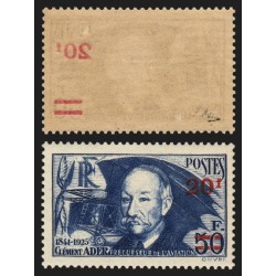n°493, variété "surcharge recto-verso", Clément Ader, neuf * - TB