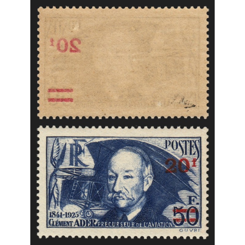 n°493, variété "surcharge recto-verso", Clément Ader, neuf * - TB