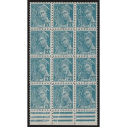 n°549, variété "pli accordéon" Mercure 50c turquoise, neufs ** - SUPERBE