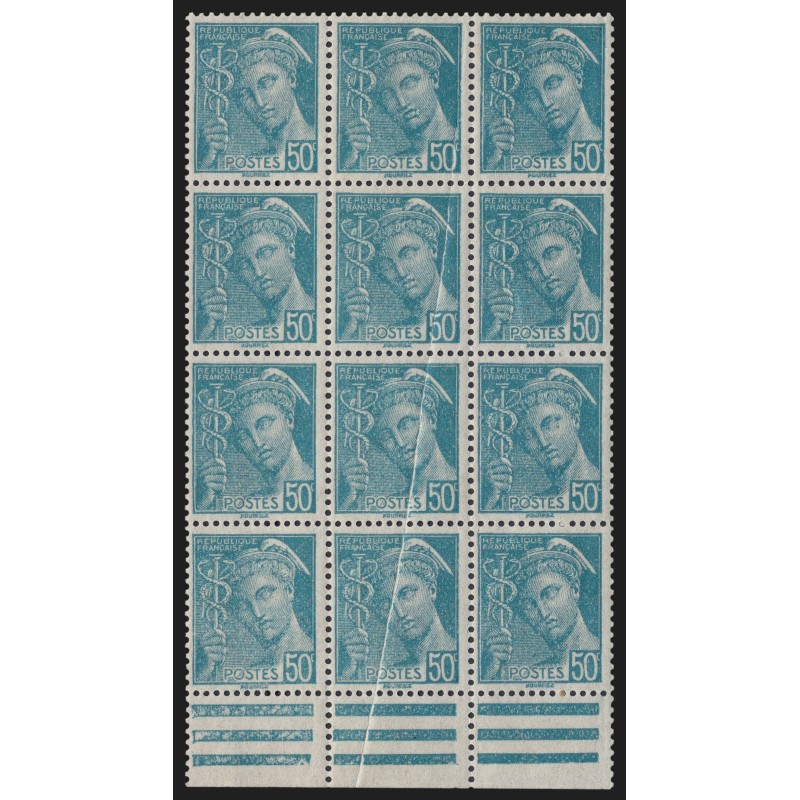 n°549, variété "pli accordéon" Mercure 50c turquoise, neufs ** - SUPERBE