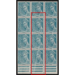n°549, variété "pli accordéon" Mercure 50c turquoise, neufs ** - SUPERBE