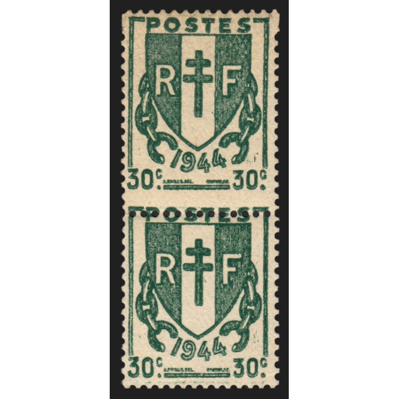 n°671, variété "piquage à cheval", Chaînes brisées 30c vert, neufs ** - SUPERBE