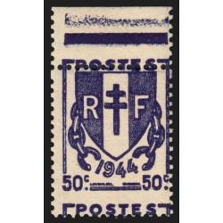 n°673, variété "piquage à cheval", 50c violet-foncé, neuf ** - SUPERBE