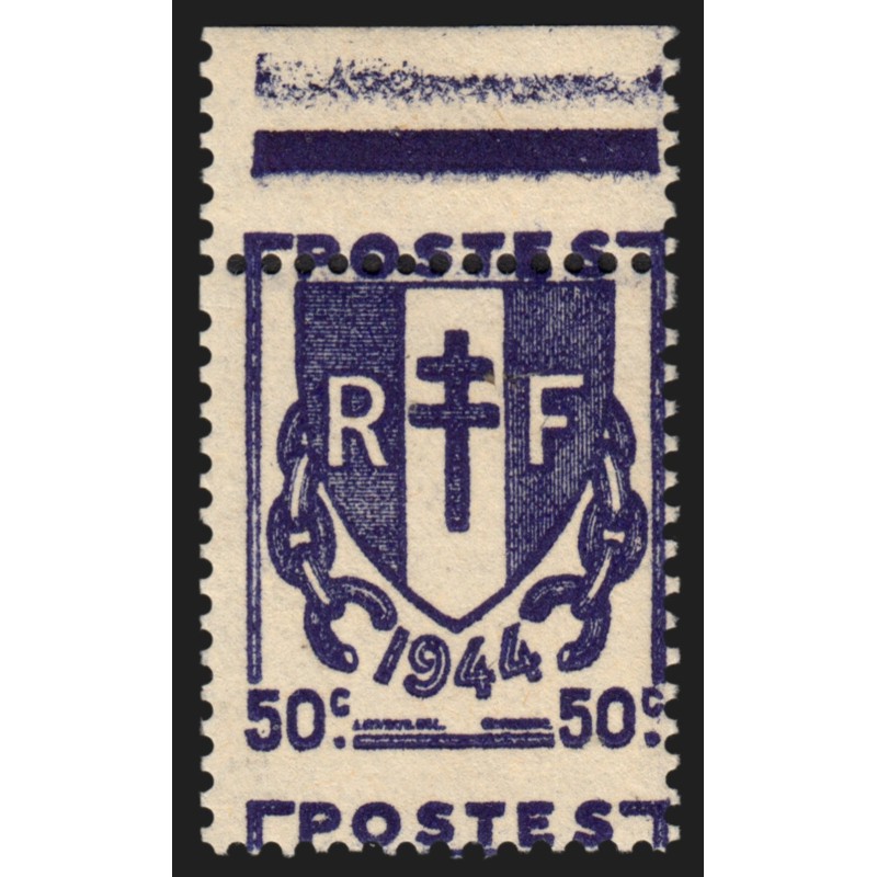 n°673, variété "piquage à cheval", 50c violet-foncé, neuf ** - SUPERBE