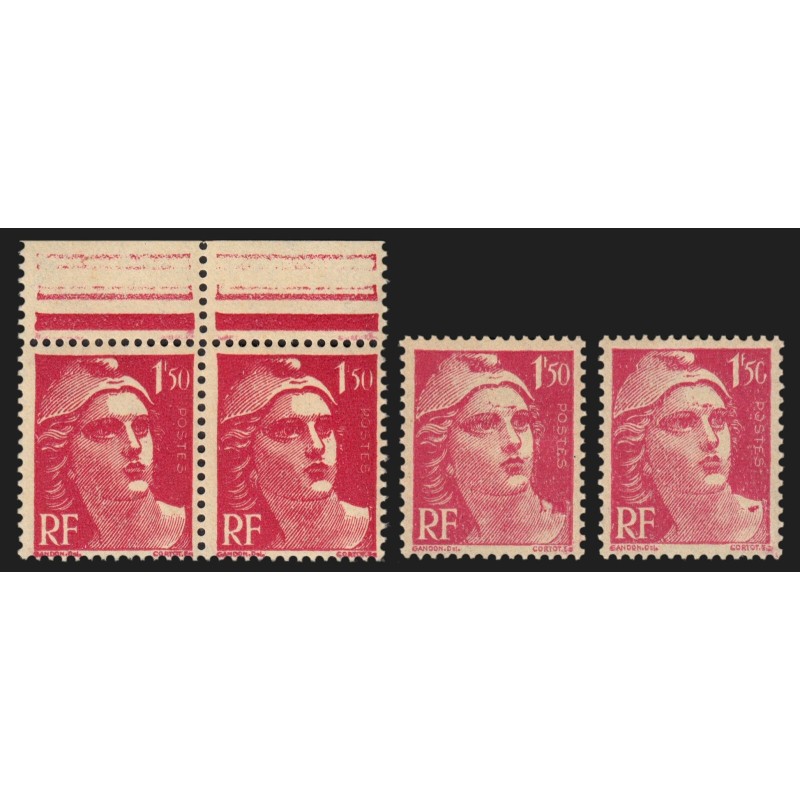 n°712, lot de 3 variétés d'impression, Marianne de Gandon, neufs ** - SUPERBE