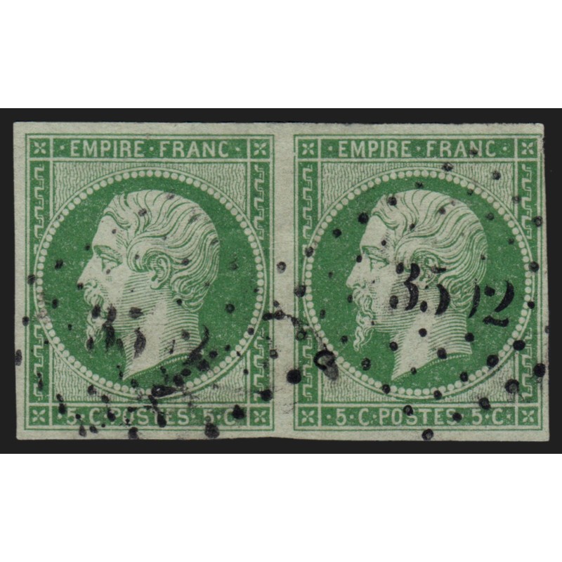 n°12 paire, 5c vert, oblitéré losange Petits Chiffres - B/TB n°12 paire, 5c vert, oblitéré losange Petits Chiffres - B/TB