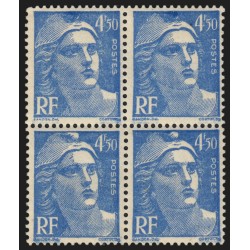 n°718A, variété "bonnet bleu", Marianne de Gandon 4fr50 bleu, neufs ** SUPERBE