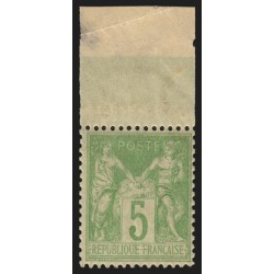 n°102, Sage 5c vert-jaune, Type I (N sous B), neuf * trace de charnière - TB