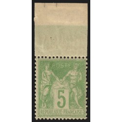 n°102, Sage 5c vert-jaune, Type I (N sous B), neuf ** sans charnière - TB