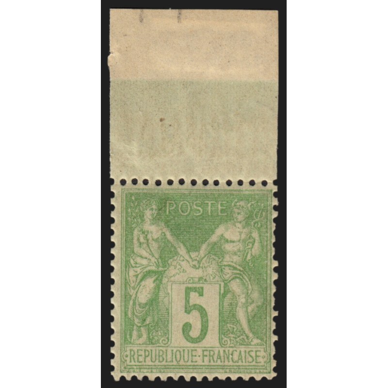 n°102, Sage 5c vert-jaune, Type I (N sous B), neuf ** sans charnière - TB