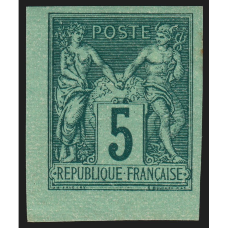n°75c, émission Granet, non-dentelé, Sage 5c vert-foncé sur vert, neuf * - TB