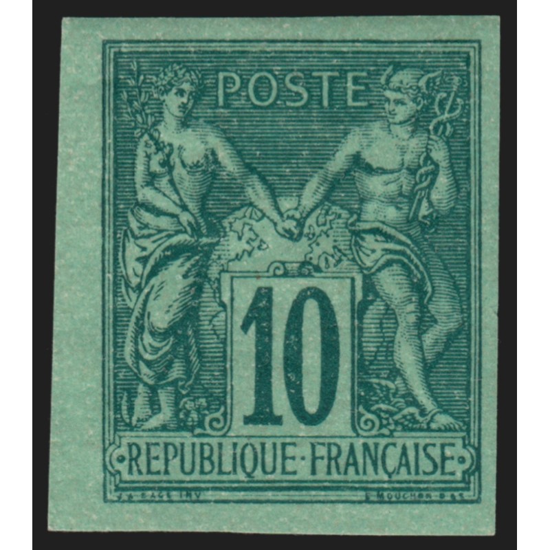 n°76d, émission Granet, non-dentelé, Sage 10c vert-foncé sur vert, neuf * - TB