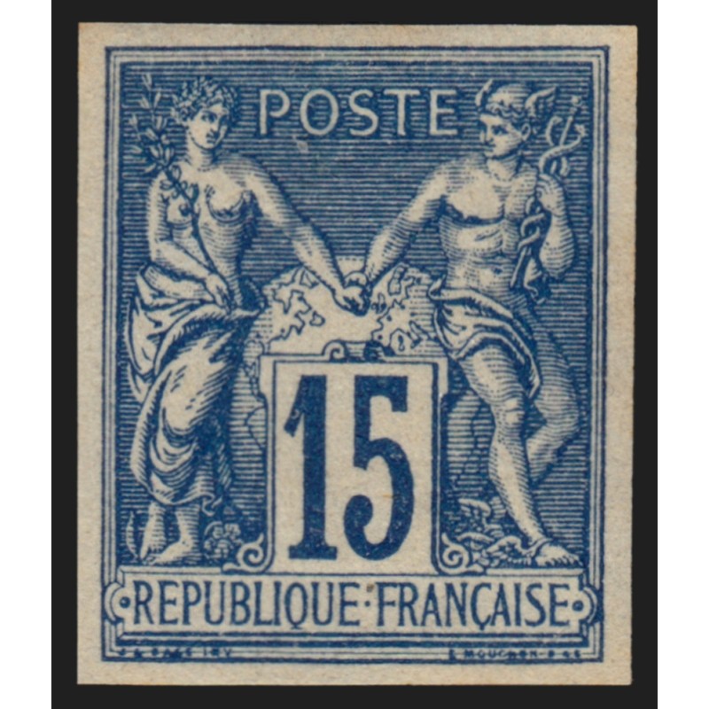 n°90d, émission Granet, non-dentelé, Sage 15c bleu, neuf * avec charnière - TB