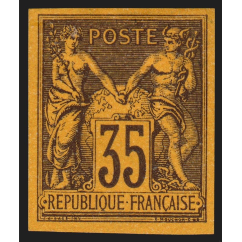 n°93d, émission Granet, non-dentelé, Sage 35c violet sur orange, neuf (*) - TB