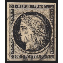 n°3a, Cérès 20c noir sur blanc, oblitéré càd du 12 Janvier 1849 - TB