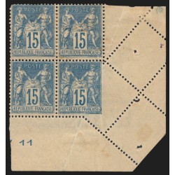 n°90, variété "piquage oblique par pliage" coin de feuille, neuf **/*