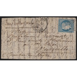 Ballon monté "La Ville de Paris", 12/DEC./1870 pour Marseille - TB - Certificat