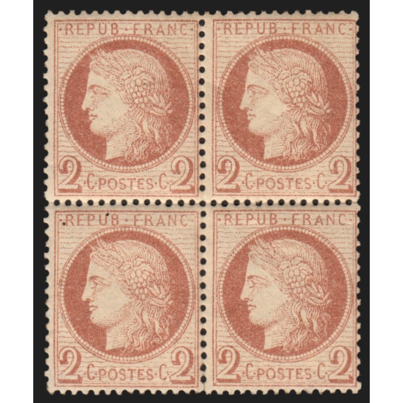 n°51, bloc de quatre, Cérès 2c rouge-brun, neuf ** sans charnière GNO - TB