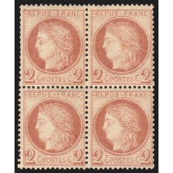 n°51, bloc de quatre, Cérès 2c rouge-brun, neuf * avec charnière - TB D'ASPECT