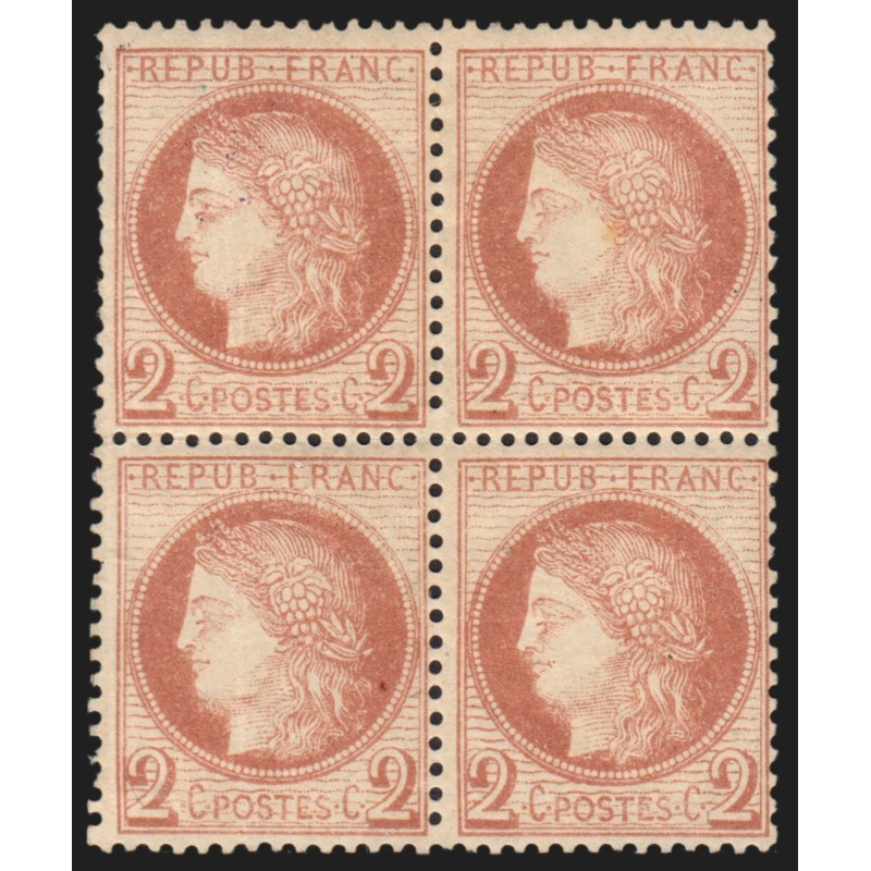 n°51, bloc de quatre, Cérès 2c rouge-brun, neuf * avec charnière - TB D'ASPECT