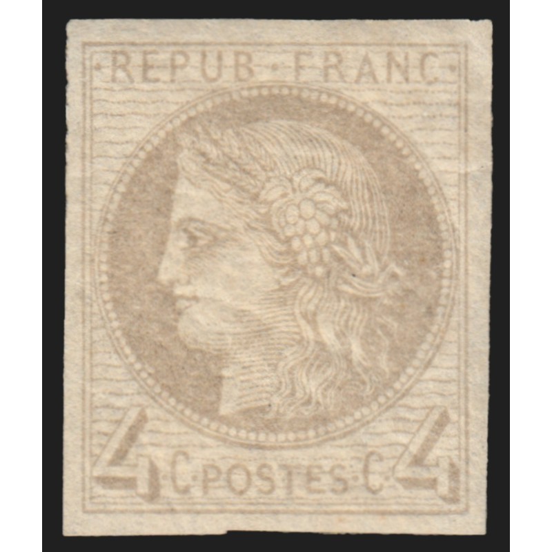 n°52b, non-dentelé, Cérès 4c gris, neuf ** sans charnière - TB