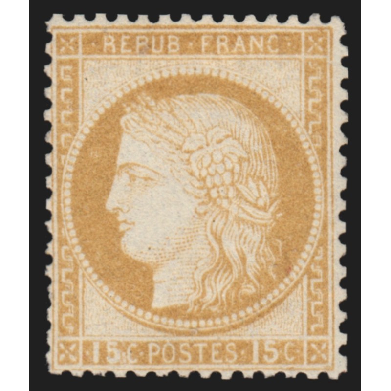 n°55, Cérès 15c bistre, neuf * légère trace de charnière, signé - TB