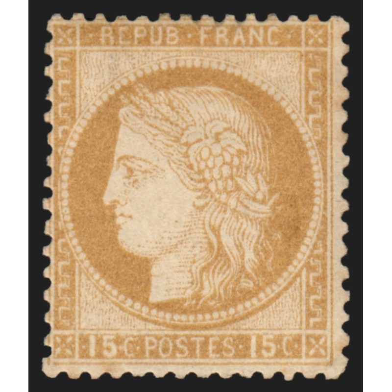 n°55, Cérès 15c bistre, neuf * avec charnière, signé A.BRUN - B/TB