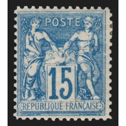 n°90f, faux de Chalon, Sage 15c bleu, neuf * avec charnière - TB