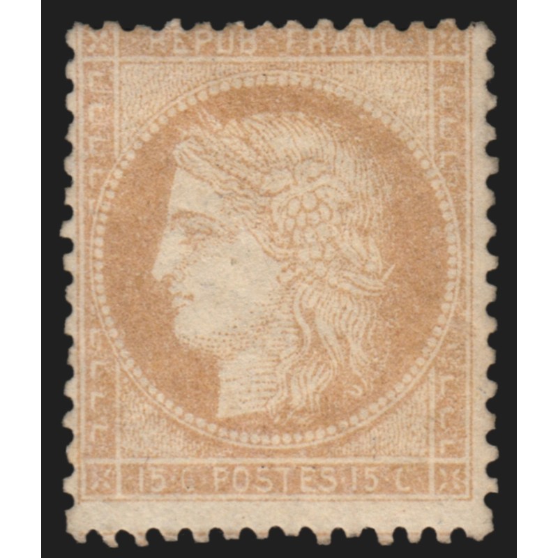 n°59, Cérès 15c bistre, impression usée, neuf * avec charnière - TB