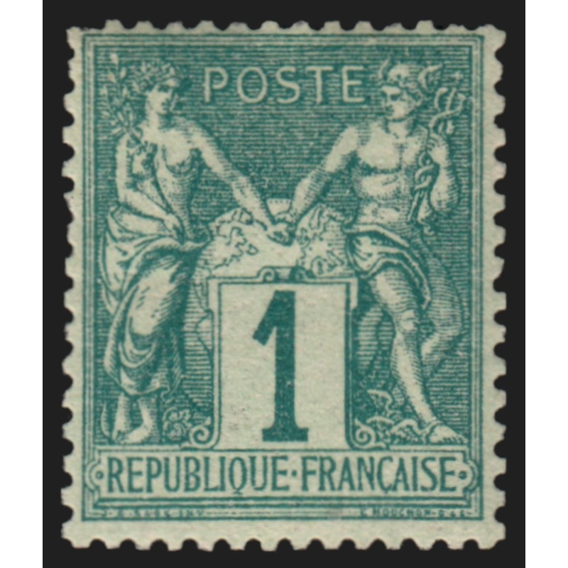 n°61, Sage 1c vert, Type I, neuf * avec légère trace de charnière - B/TB