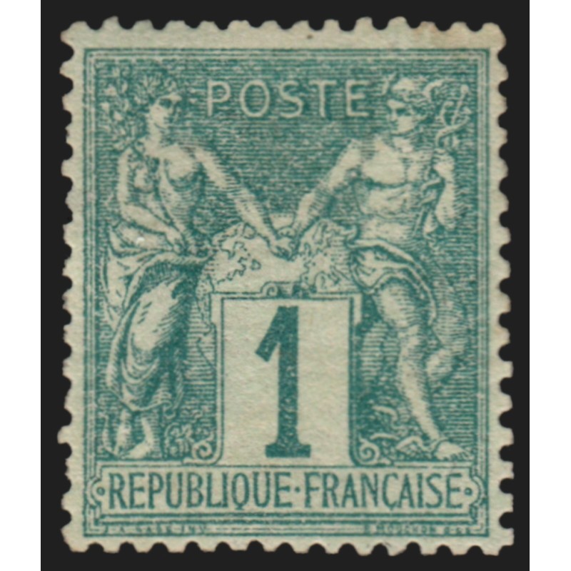 n°61, Sage 1c vert, Type I, neuf * avec trace de charnière - B/TB