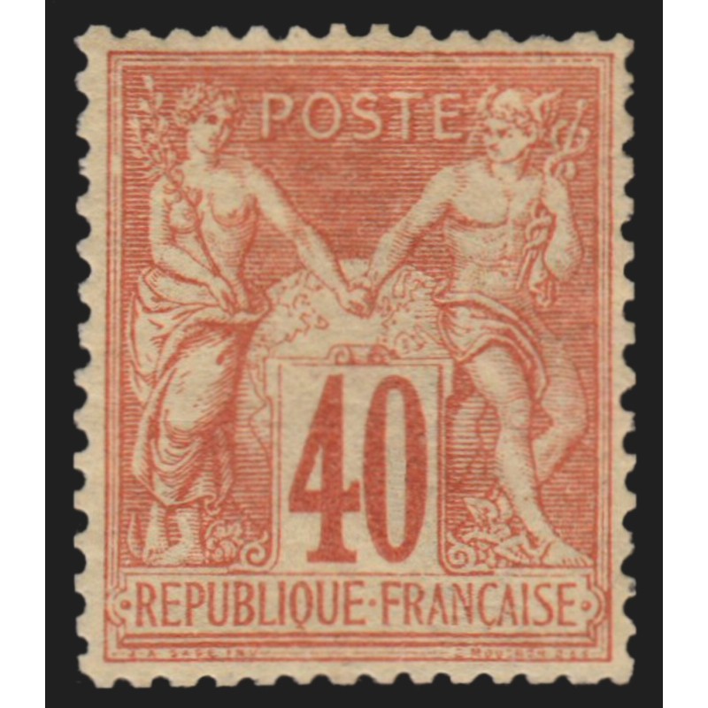 n°70, Sage 40c rouge-orange, Type I, neuf * légère trace de charnière - SUPERBE