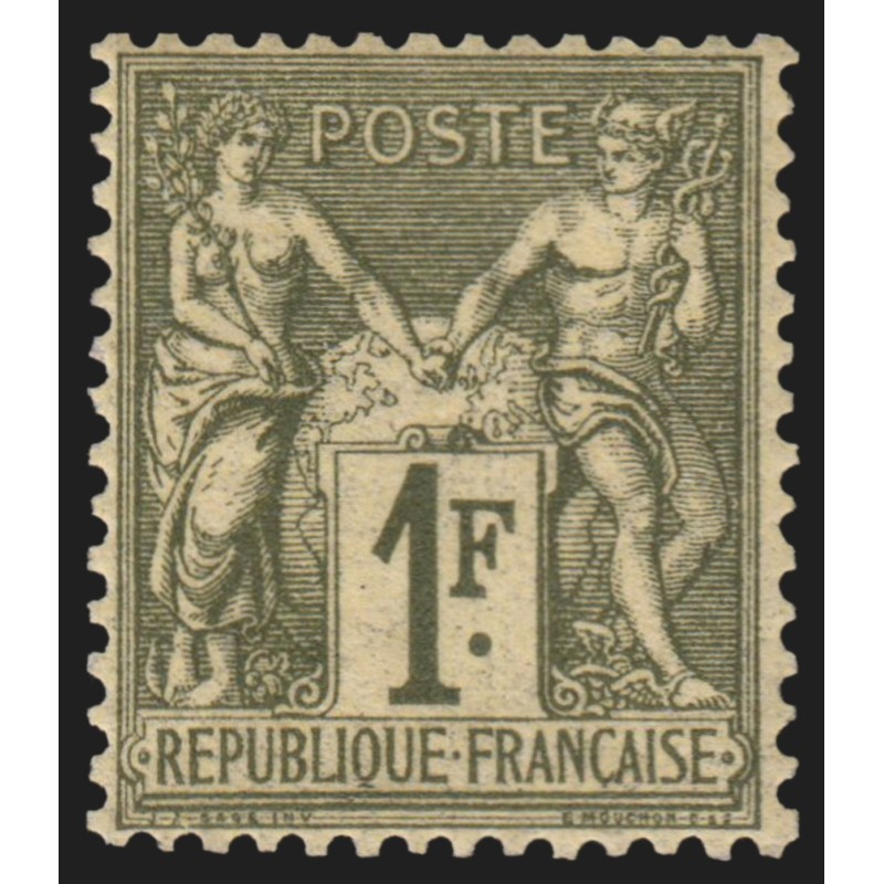 n°72, Sage 1fr bronze, Type I, neuf * trace de charnière, signé A.BRUN - TB