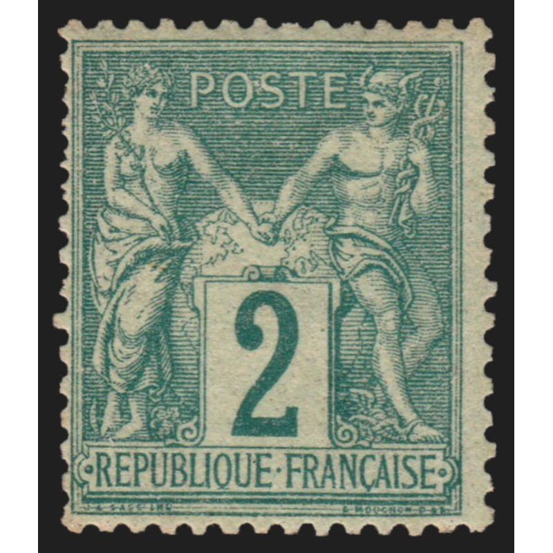 n°74, Sage 2c vert, Type II, neuf * trace de charnière - B/TB