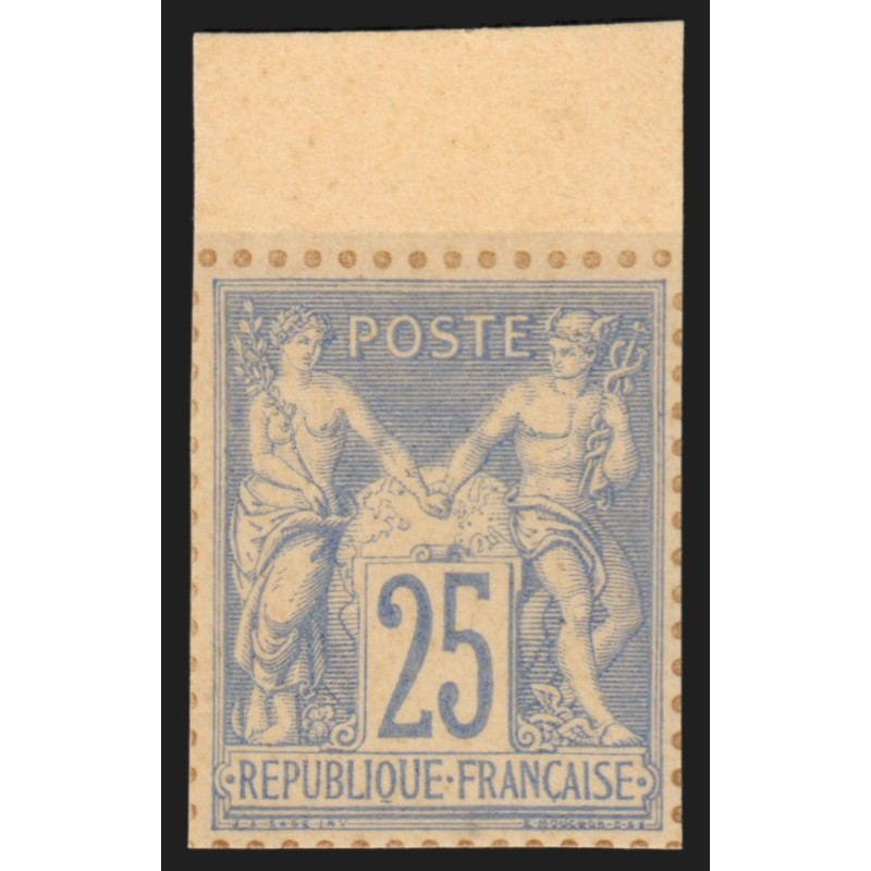 n°68, tirage sur bristol, Sage 25c outremer, Type I, neuf (*) - TB