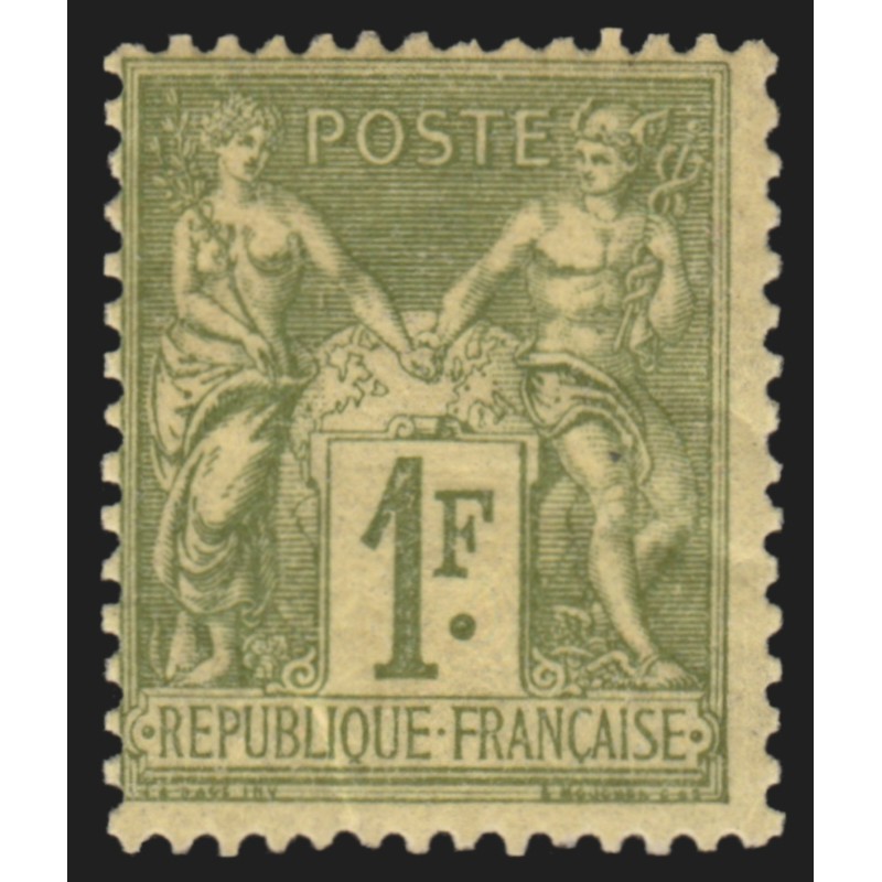 n°82, Sage 1fr. olive-clair, Type II, neuf ** sans charnière - TB
