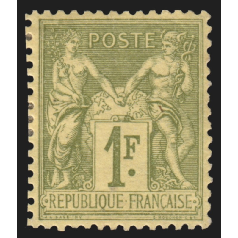 n°82, Sage, 1fr. olive-clair, Type II, neuf * avec charnière - TB