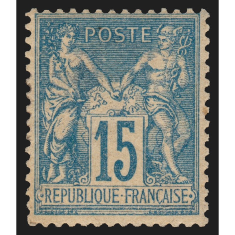 n°90, Sage 15c bleu, neuf * avec légère trace de charnière - TB