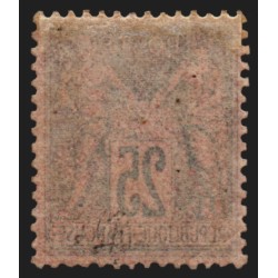 n°91a, Sage 25c noir sur rouge-foncé, neuf * avec charnière GNO - TB