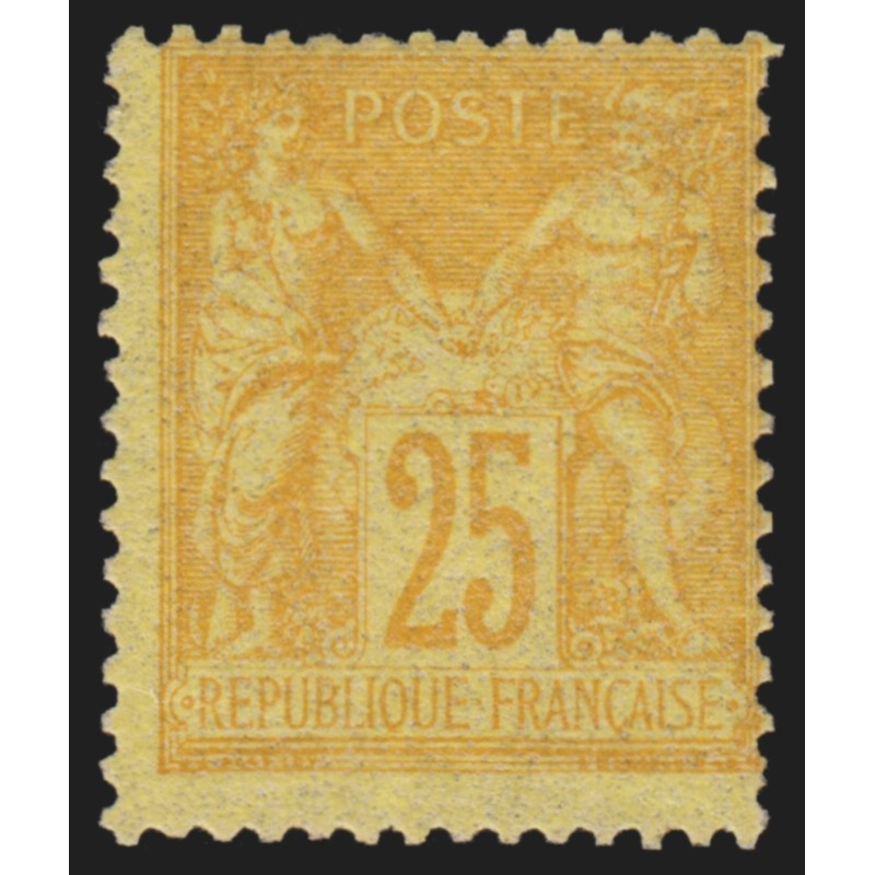 n°92, Sage 25c bistre sur jaune, neuf * légère trace de charnière GNO