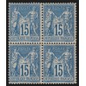 n°90, bloc de quatre, Sage 15c bleu, neuf ** sans charnière - TB