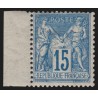 n°90, bord de feuille, Sage 15c bleu, neuf * avec charnière - TB