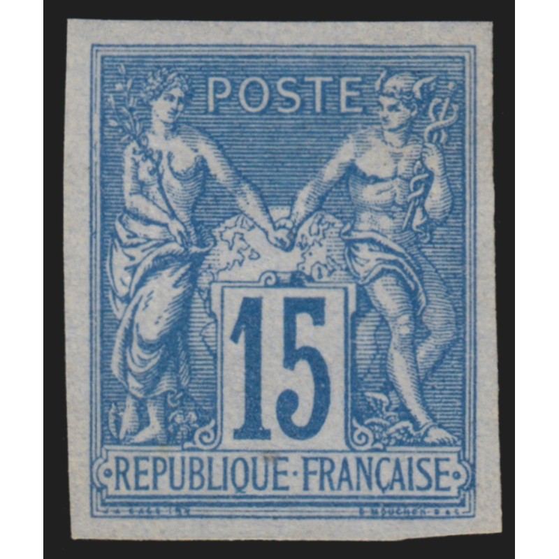 n°90d, émission Granet, non-dentelé, Sage 15c bleu, neuf (*) sans gomme - TB