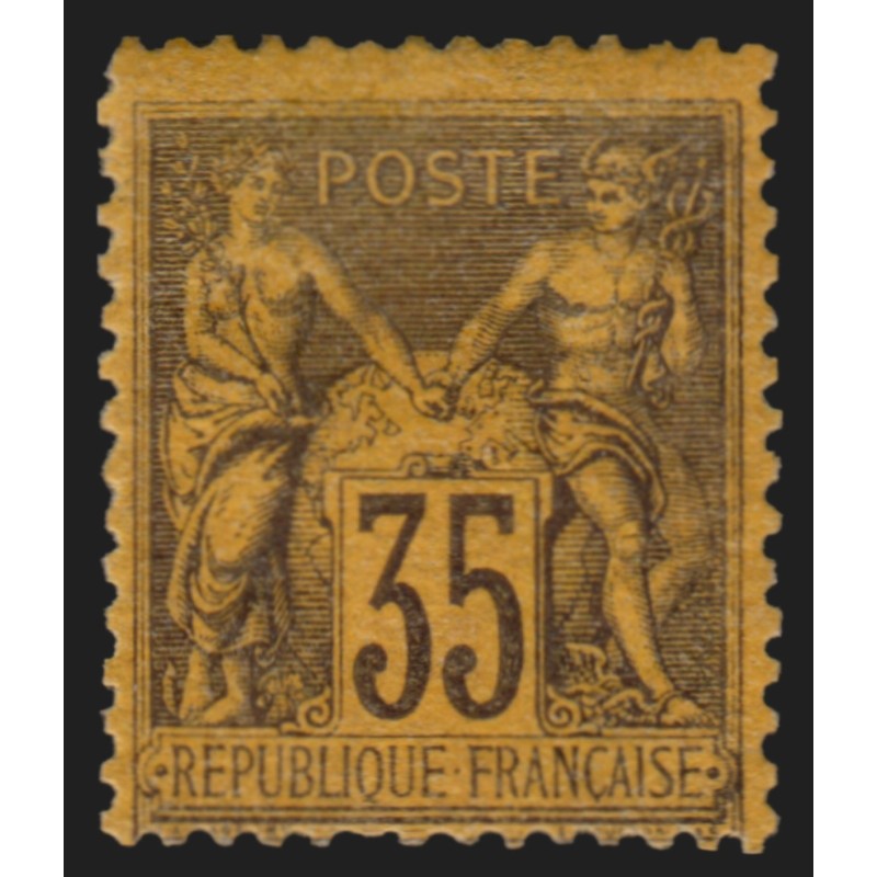 n°93, Sage 35c violet-noir, neuf * avec charnière, signé A.BRUN - TB D'ASPECT