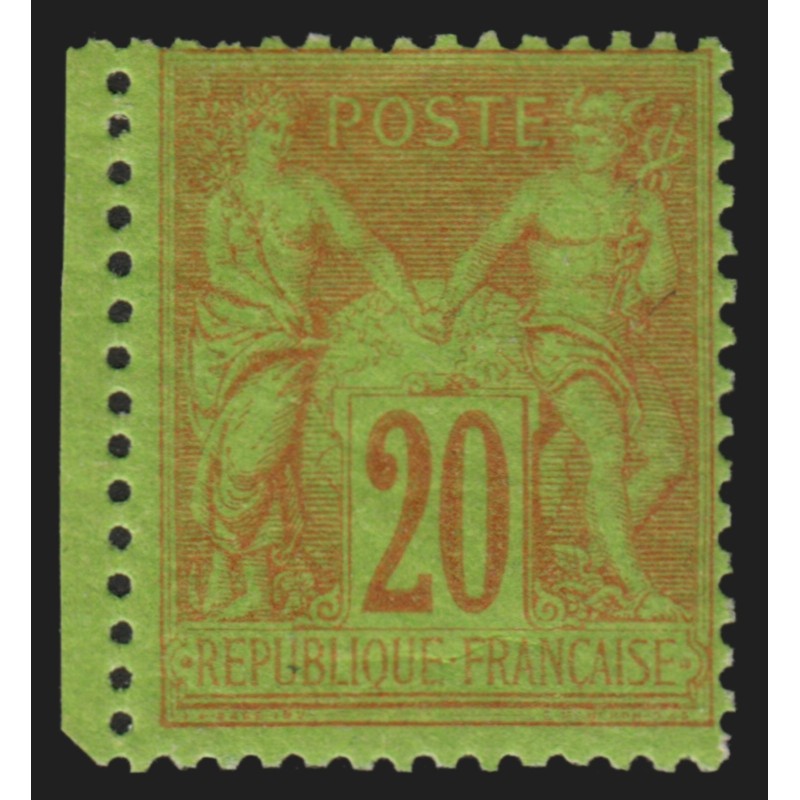n°96, bord de feuille, Sage 20c brique sur vert, neuf ** sans charnière - TB
