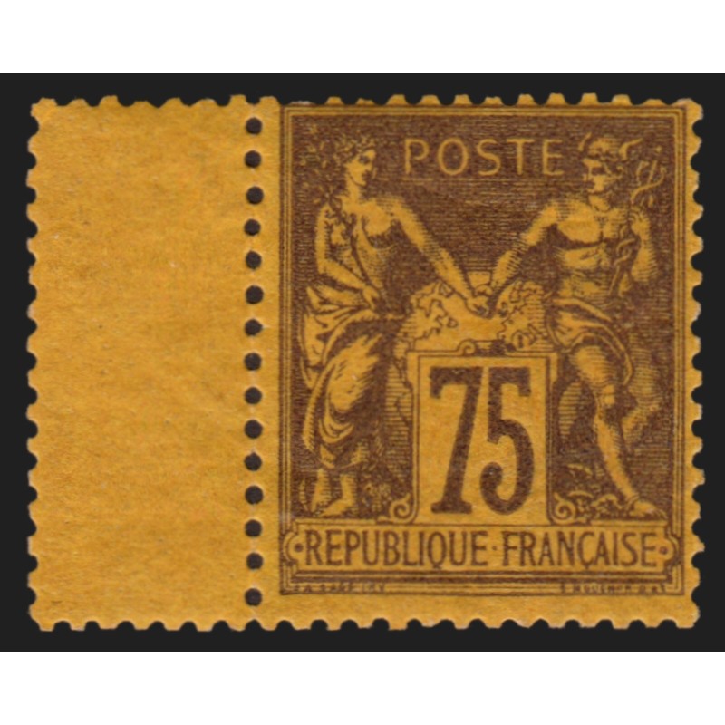 n°99, bord de feuille, Sage 75c violet sur orange, neuf ** sans charnière - TB